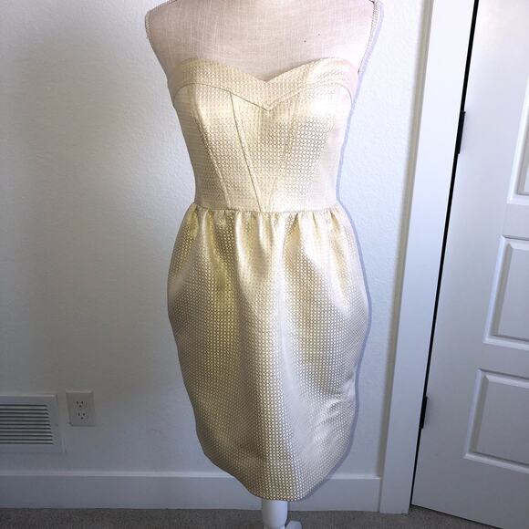 Shoshanna Cocktail Dress Ivory and Gold - SZ 4 - Picture 1 of 10